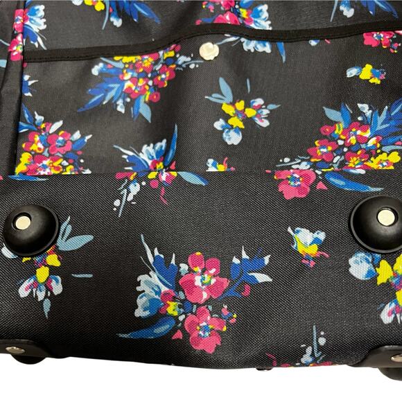 Black floral wheeling everyday travel bag large NWT - Picture 4 of 7